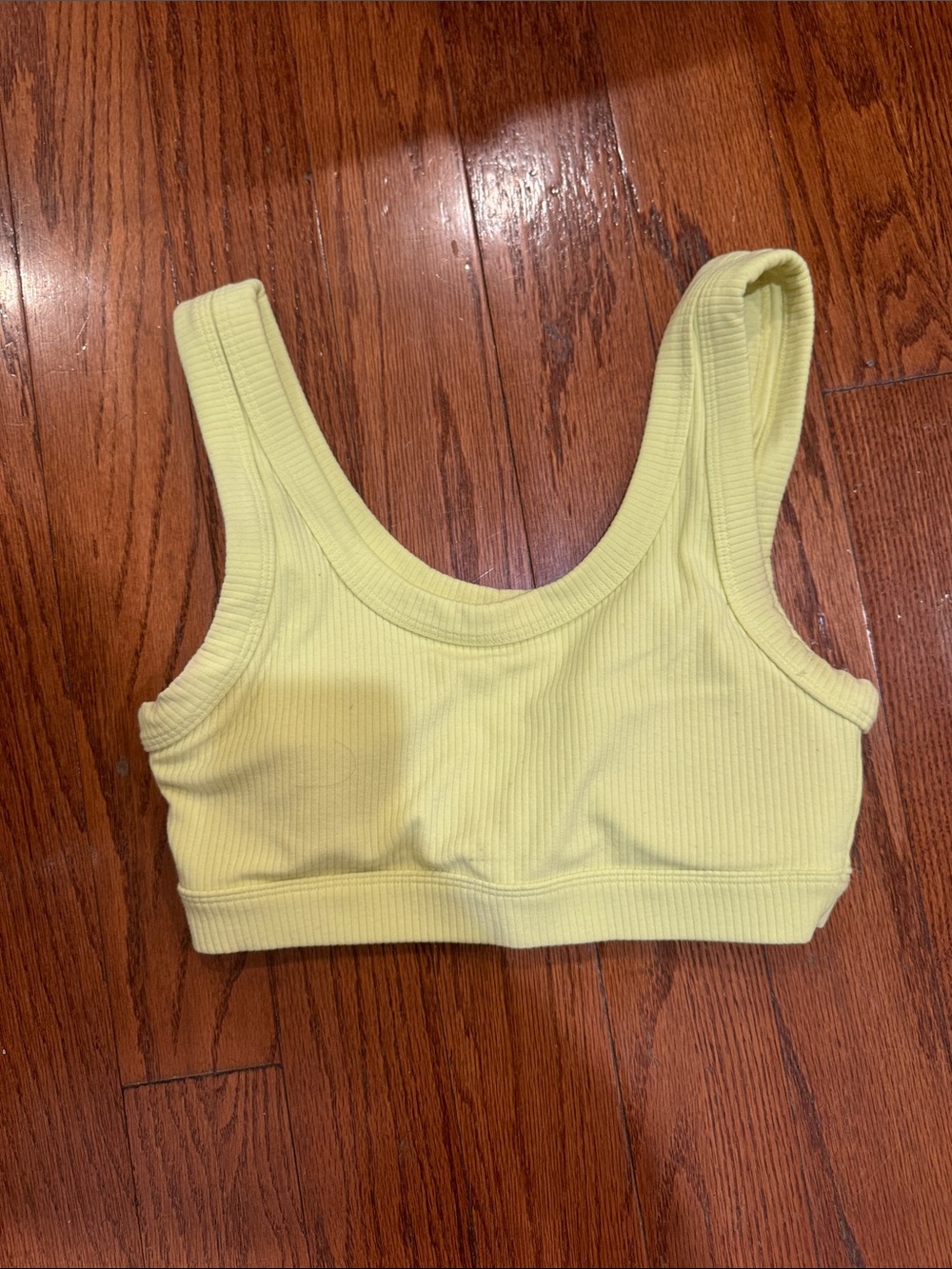ALO Yoga Ribbed Scoop Crop Bralette in Pale Yellow